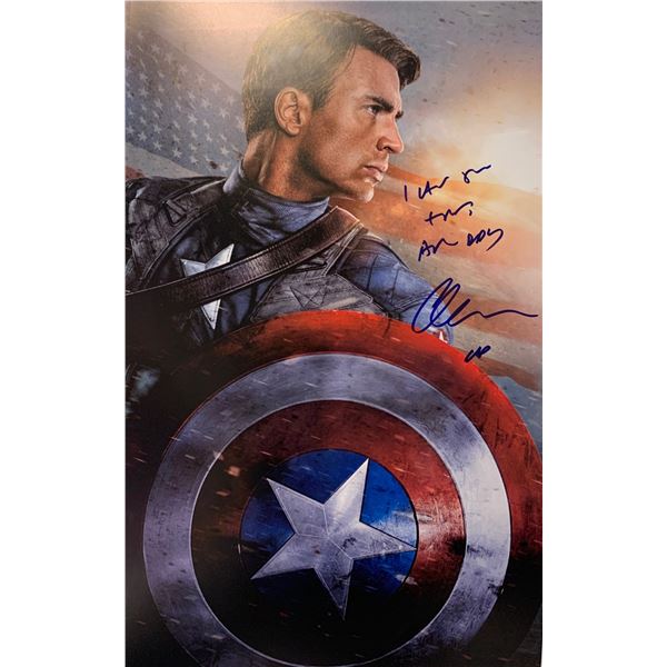 Autographed Avengers Chris Evans Poster