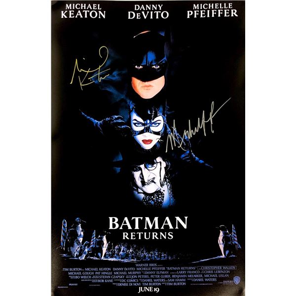 Michael Keaton Michelle Pfeiffer Autographed Batman Poster