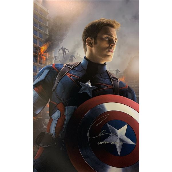 Autographed Captain America Chris Evans Poster