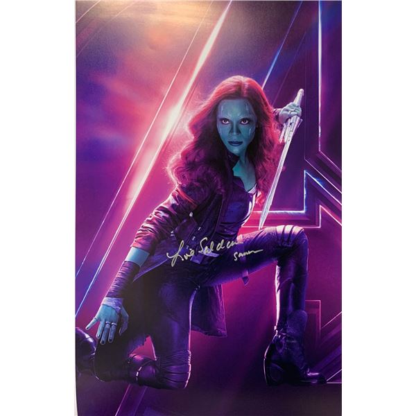 Autographed Avengers Endgame Zoe Saldana Poster