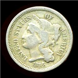 1866 3 Cent Nickel Coin Better Grade RARE ERROR (COI-3757)