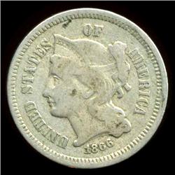 1866 3 Cent Nickel Coin Better Grade  (COI-3768)