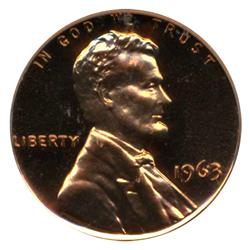 1963 PROOF Lincoln Cent Coin Graded PR69 DCAM Red (COI-4258)