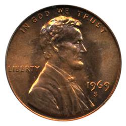 1969S US Lincoln Cent Coin Graded MS67 Red (COI-4265)