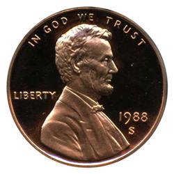 1988S PROOF Lincoln Cent Coin Graded PCGS PR69 DCAM Red (COI-4291)