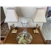 Image 1 : Two Showhome Lamps 22" Tall Plus Ornate Glass Vase and Glass Piece