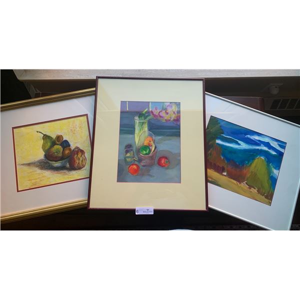 Three Original Water Colour Art Pieces All Professionally Framed and Matted