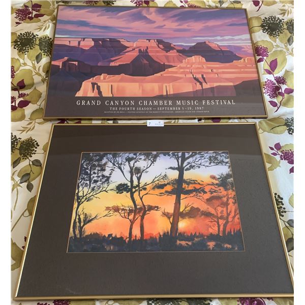 Framed Grand Canyon Music Festival 1987 Plus and an Original Water Colour Art Piece