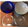 Image 3 : Glass Lot Consisting of Pyrex Lids Cobalt Blue Bowl Plus Another Serving Bowl