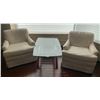 Image 1 : Two Chairs and a Glass-top Coffee Table Lot