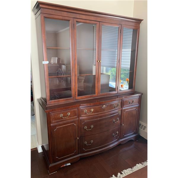 Solid Wood China Cabinet and Hutch 76" Tall  x 60" Long x 15" Wide