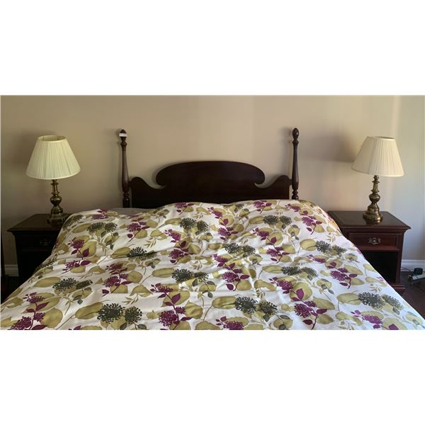 Solid Quality Wooden Bedroom Set Bed is 86" Long x 80" Wide x 30" Long Plus Two Side Tables