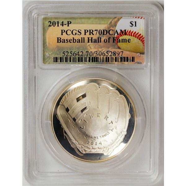 2014-P National Baseball Hall of Fame Dollar Coin PCGS PR70DCAM