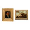 Image 1 : Two Small Oil Paintings: a Portrait and Country Scene.