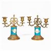 Image 1 : Pair of Porcelain and Brass Candlesticks.