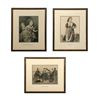 Image 1 : Three Framed Works: A Lady, Two Children, and a Peddler.