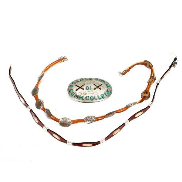Group of Three Native American Accessories including a Sioux Belt Buckle.