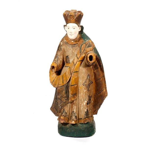 Carved Polychrome Holy Figure.