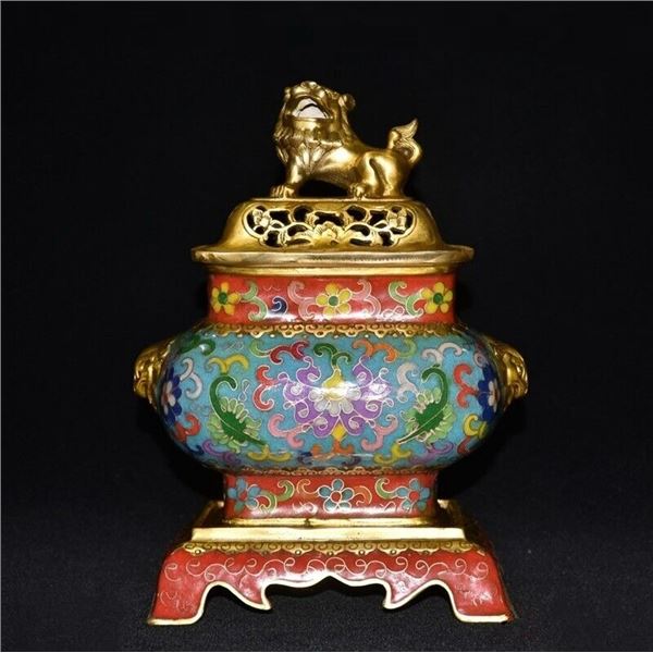 Chinese bronze cloisonne incense burner