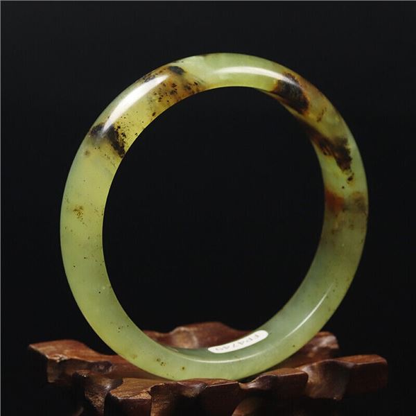 Chinese natural black white jade bangle