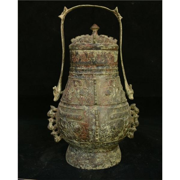 Chinese bronze ware wine pot