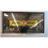 Image 1 : Power's Whiskey Mirror - 34 x 18" (paint chips off mirror & holes in frame)