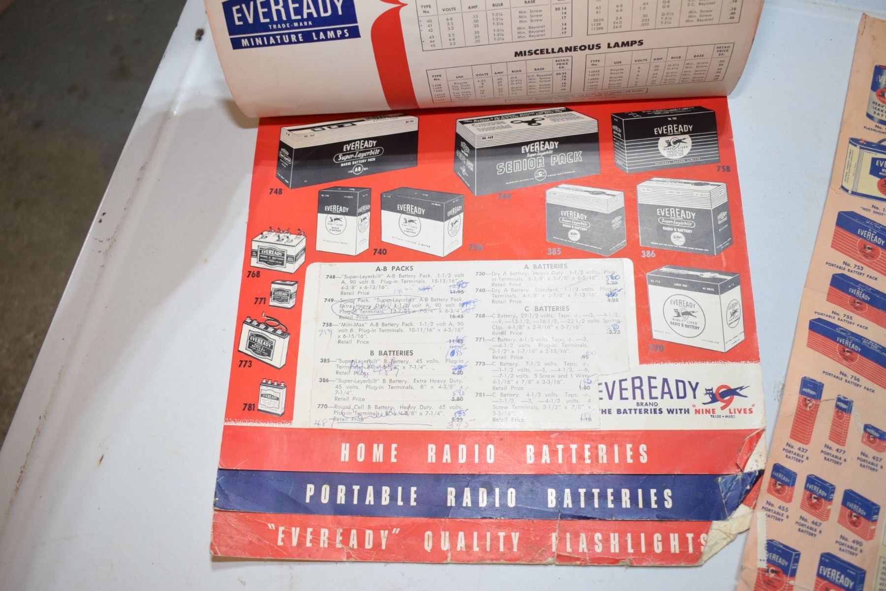 Old Eveready battery store display charts