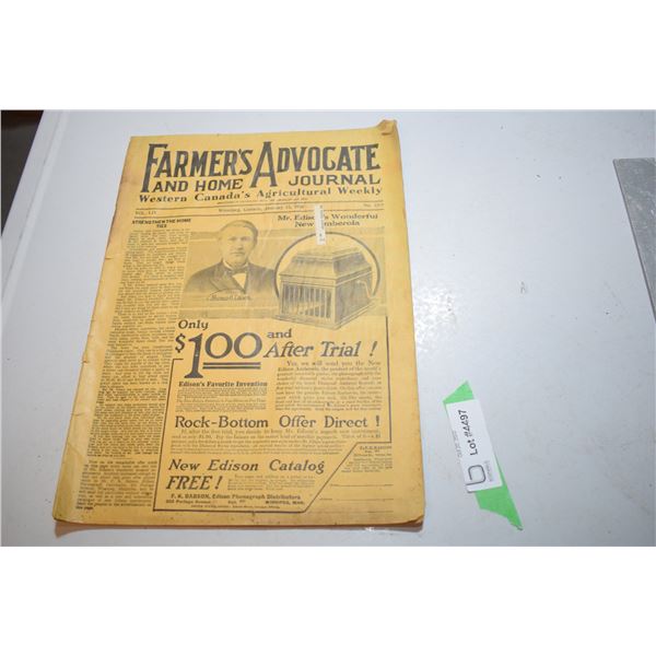 1919 Farmer's Advocate magazine