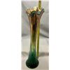 Image 2 : Fenton Green “Spearhead & Rib” Carnival Glass 14 7/8” Tall Funeral vase - Rare Size