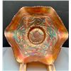 Image 1 : Fenton Dark Marigold “Vining Hearts” Ruffled 9” Carnival Glass Bowl