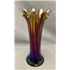 Image 1 : Northwood Amethyst “Wide Rib” Carnival Glass 9” Tall Pulled Top Vase