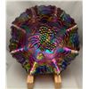 Image 1 : Imperial Electric Amethyst “Imperial Grapes” Carnival Glass 11” wide Ruffled Master Berry Bowl - Rar