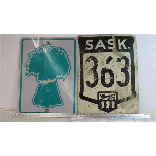 (2) Saskatchewan highway signs