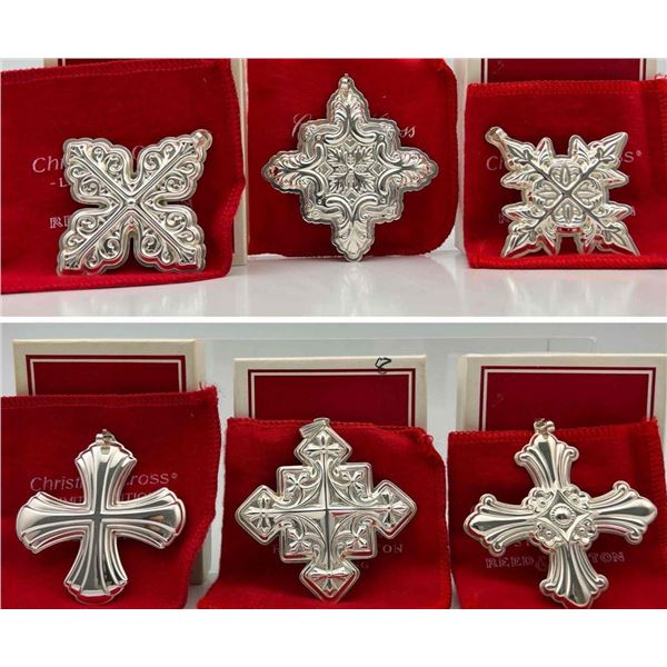 6 Sterling Christmas Cross Ornaments