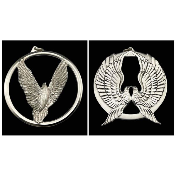 2 Wallace Sterling Silver Dove Medallions