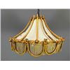 Image 2 : Mid Century French Rattan Chandelier Hanging Lamp