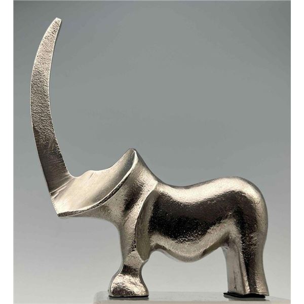 Modernist Abstract Metal Rhino Sculpture