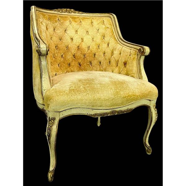 Louis XV Style Tufted Painted Bergere