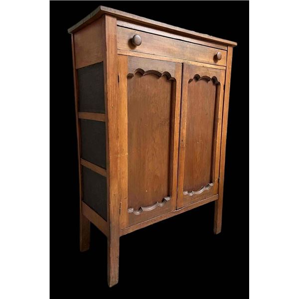 Antique Primitive Pie Safe With Decorative Tin Star Detail On Sides