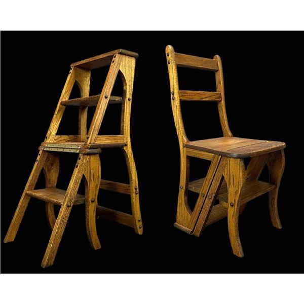 Metamorphic Oak Library Ladder Chair