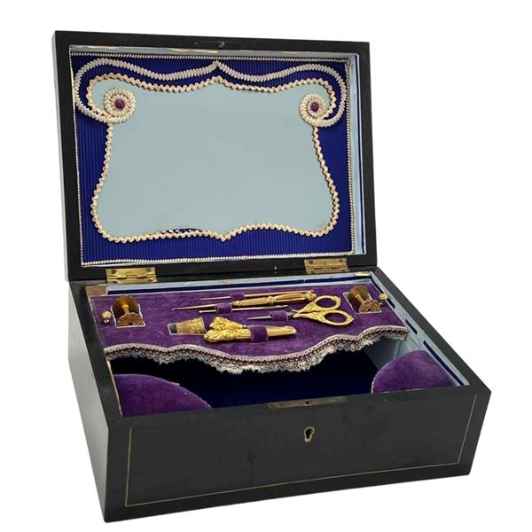 Antique Victorian Highly Decorative Sewing Box
