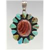 Image 2 : Large Navajo Sterling Silver Turquoise Cluster Pendant
