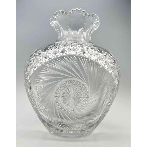 Large Antique American Brilliant Period Cut Crystal Vase
