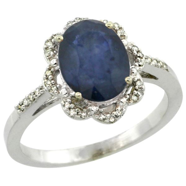 2.26 CTW Blue Sapphire & Diamond Ring 10K White Gold - REF-53F5N