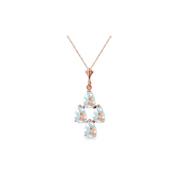 Genuine 1.95 ctw Aquamarine Necklace 14KT Rose Gold - REF-27V5W