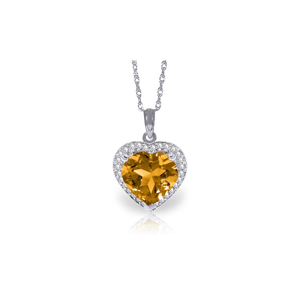 Genuine 3.24 ctw Citrine & Diamond Necklace 14KT White Gold - REF-59N3R