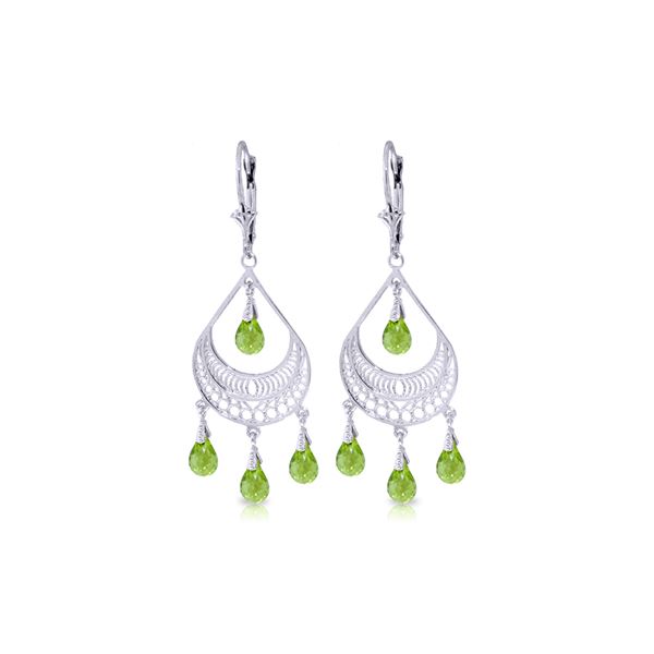 Genuine 6.75 ctw Peridot Earrings 14KT White Gold - REF-62V6W