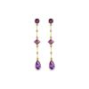 Image 1 : Genuine 6.06 ctw Amethyst & Diamond Earrings 14KT Yellow Gold - REF-33R8P