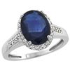 2.60 CTW Blue Sapphire & Diamond Ring 14K White Gold - REF-64W9F