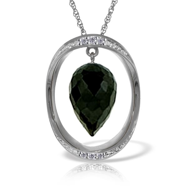 Genuine 12.35 ctw Black Spinel & Diamond Necklace 14KT White Gold - REF-105Y7F